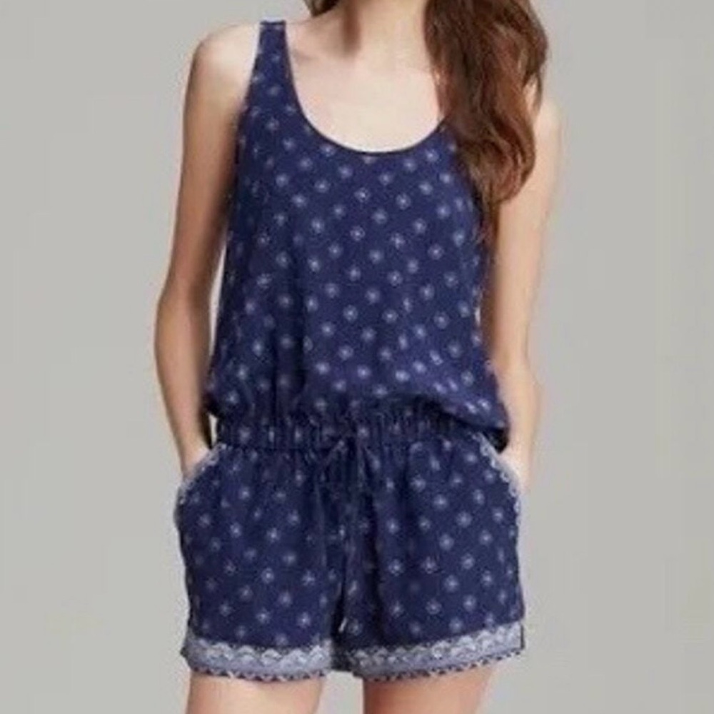 Joie Isidora 100% Silk Romper in dark navy